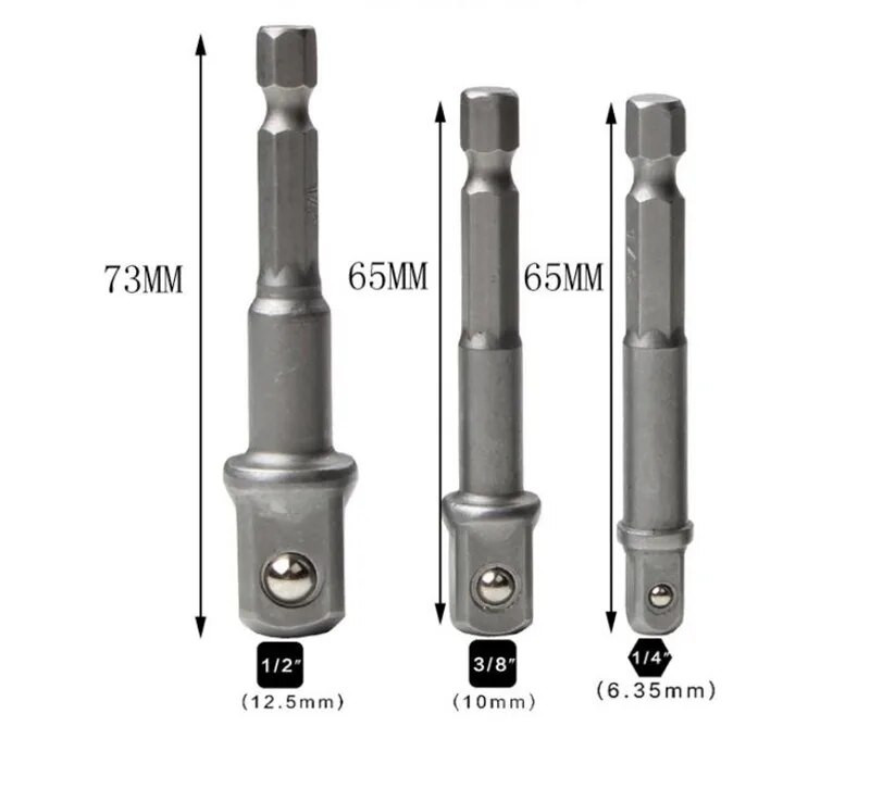 1/4 hatlapú szárú foglalat kulcskészlet hosszabbító rúd 1/2 3/8 1/4 négyzet alakú adapter elektromos kéziszerszám ütőfejhez, mechanikus műhelyszerszámokhoz