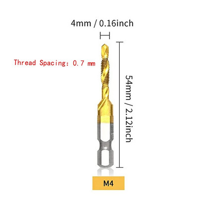 Titanu dengtas šešiakampis kotas HSS sraigtinis sriegis metrinis srieginis grąžtas Sraigtinių mašinų junginys M3 M4 M5 M6 M8 M10 Rankiniai įrankiai