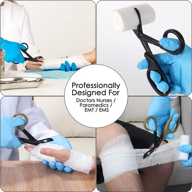 Medicininės gelbėjimo žirklės plastikinė rankena nerūdijančio plieno žaizdų marlė Pirmosios pagalbos žirklės praktiškos lauko slaugytojos žirklės