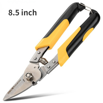 1 vnt. 8,5 colio nerūdijančio plieno metalo žirklės, pramoninis darbas, daugiafunkcis tiesios lenktos ašmenų žirklės, rankiniai įrankiai