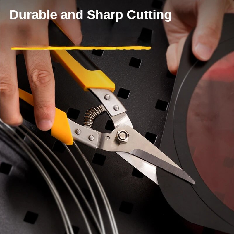 1 vnt. 8,5 colio nerūdijančio plieno metalo žirklės, pramoninis darbas, daugiafunkcis tiesios lenktos ašmenų žirklės, rankiniai įrankiai