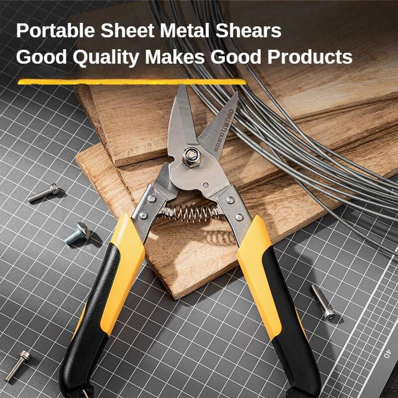 1 vnt. 8,5 colio nerūdijančio plieno metalo žirklės, pramoninis darbas, daugiafunkcis tiesios lenktos ašmenų žirklės, rankiniai įrankiai