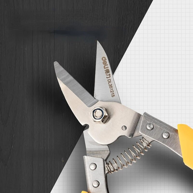 1 vnt. 8,5 colio nerūdijančio plieno metalo žirklės, pramoninis darbas, daugiafunkcis tiesios lenktos ašmenų žirklės, rankiniai įrankiai