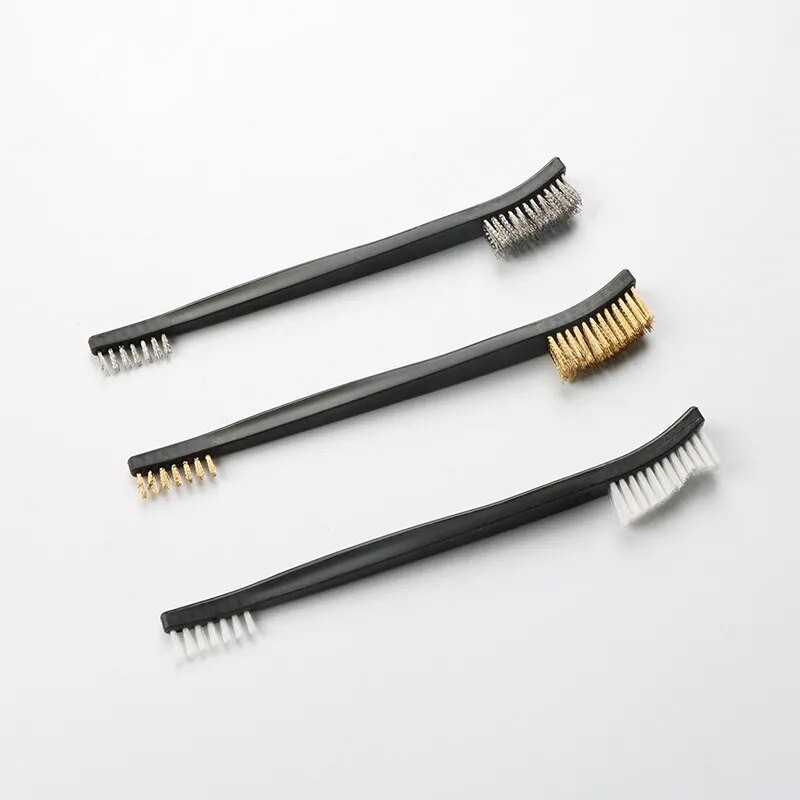 Mini set četkica od 3 komada Čelik, mesing, najlon, čišćenje, poliranje detalja Metalna četka za hrđu
