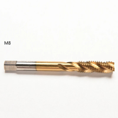 1 vnt. titanu dengtas metrinis HSS spiralinis srieginis sraigtinis čiaupas M3 M4 M5 M6 M8 spiraliniai smailūs srieginiai srieginiai srieginiai čiaupai