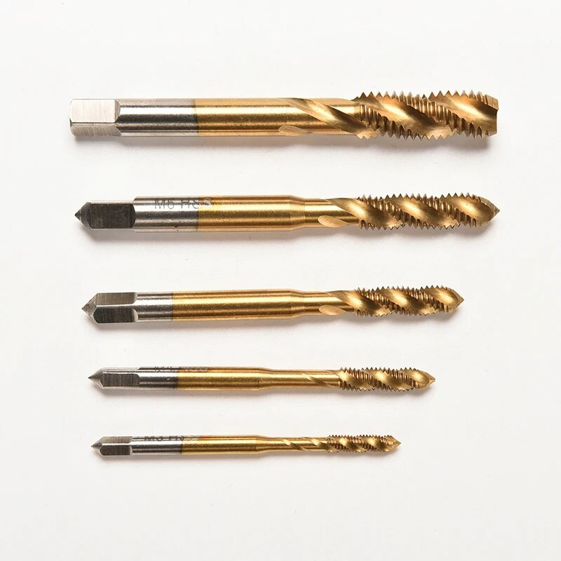 1 vnt. titanu dengtas metrinis HSS spiralinis srieginis sraigtinis čiaupas M3 M4 M5 M6 M8 spiraliniai smailūs srieginiai srieginiai srieginiai čiaupai