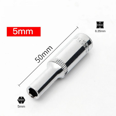 1db Kiváló minőségű 1/4-es aljzatkészlet AdapterHosszú aljzatok 4-14 mm-es mélyhüvelyű szerszámfejek Nyomatékkulcs Rasnis dugókulcs