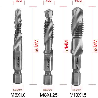 Šesterokutna drška HSS presvučena titanom Navoj za metričku nareznicu Svrdla za strojne vijke M3 M4 M5 M6 M8 M10 Ručni alati