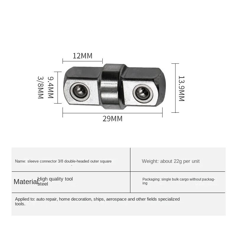 Adaptor manșon priză de 3/8“, cheie electrică cu cap dublu, tijă de prelungire, batch de vânt, cheie de priză, accesorii pentru instrumente