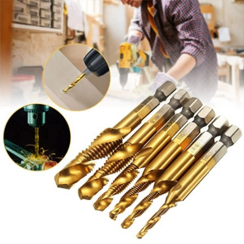 1kom šesterokutni prihvat titanijski obložen HSS navoj za svrdla za metričke nareznice Svrdla za nareznice M3 M4 M5 M6 M8 M10 Ručni alati