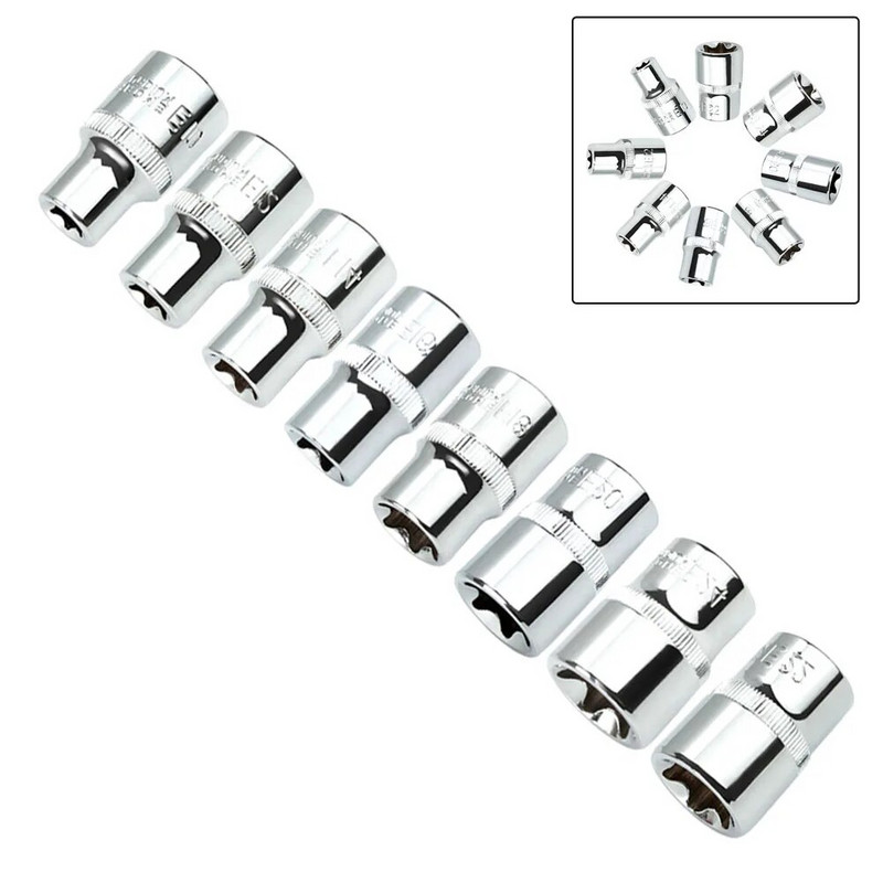 1/2 Torx E típusú dugaszolóaljzatok Csavarhúzó E10 E12 E14 E16 E18 E20 E22 E24 Racsnis csavarkulcsfejhez Hajlított rúdmeghajtó csatlakozás Kéziszerszámok
