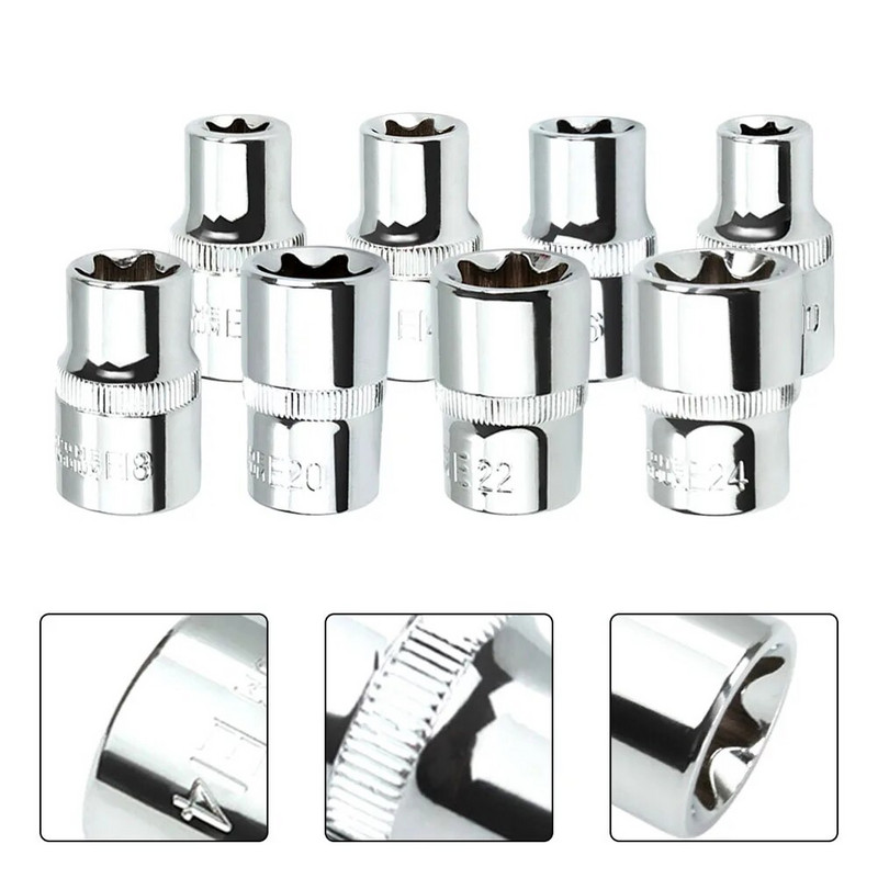 1/2 Torx E típusú dugaszolóaljzatok Csavarhúzó E10 E12 E14 E16 E18 E20 E22 E24 Racsnis csavarkulcsfejhez Hajlított rúdmeghajtó csatlakozás Kéziszerszámok