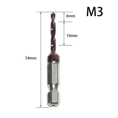 1 τμχ Τρυπάνι βρύσης Εξάγωνο στέλεχος με επίστρωση τιτανίου με βιδωτό σπείρωμα HSS Μετρικό τρυπάνι βρύσης Σύνθετο μύτη M3 M4 M5 M6 M8 M10 Εργαλεία χειρός