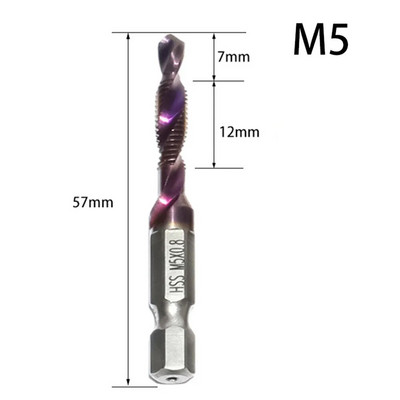 1 τμχ Τρυπάνι βρύσης Εξάγωνο στέλεχος με επίστρωση τιτανίου με βιδωτό σπείρωμα HSS Μετρικό τρυπάνι βρύσης Σύνθετο μύτη M3 M4 M5 M6 M8 M10 Εργαλεία χειρός