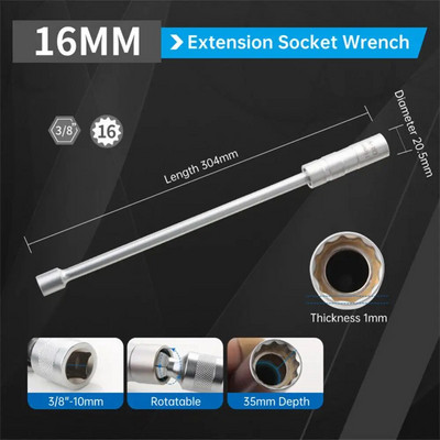 Novi 14/16 mm ključ za utičnice za svjećice, magnetske tanke zidne utičnice, 12-kutni univerzalni alat za popravak zglobova za uklanjanje