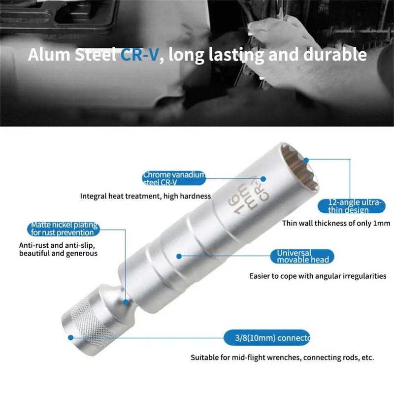 Novi 14/16 mm ključ za utičnice za svjećice, magnetske tanke zidne utičnice, 12-kutni univerzalni alat za popravak zglobova za uklanjanje