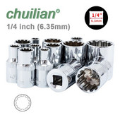 1/4 inča 6,35 mm četvrtasti pogon, 12-točkasti nasadni nasadni ključ, ključ s čegrtaljkom, nasadni ključ s 12 zuba, ručni alat, 12 kutova, navlaka s cvijetom šljive