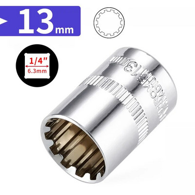 1/4 inča 6,35 mm četvrtasti pogon, 12-točkasti nasadni nasadni ključ, ključ s čegrtaljkom, nasadni ključ s 12 zuba, ručni alat, 12 kutova, navlaka s cvijetom šljive