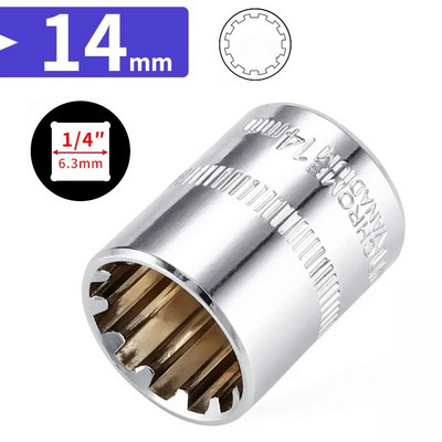 1/4 inča 6,35 mm četvrtasti pogon, 12-točkasti nasadni nasadni ključ, ključ s čegrtaljkom, nasadni ključ s 12 zuba, ručni alat, 12 kutova, navlaka s cvijetom šljive