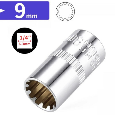 1/4 inča 6,35 mm četvrtasti pogon, 12-točkasti nasadni nasadni ključ, ključ s čegrtaljkom, nasadni ključ s 12 zuba, ručni alat, 12 kutova, navlaka s cvijetom šljive