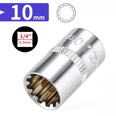 1/4 inča 6,35 mm četvrtasti pogon, 12-točkasti nasadni nasadni ključ, ključ s čegrtaljkom, nasadni ključ s 12 zuba, ručni alat, 12 kutova, navlaka s cvijetom šljive