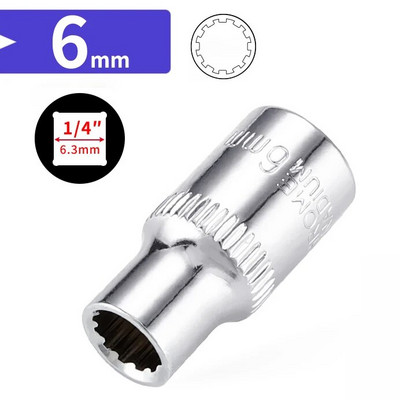 1/4 inča 6,35 mm četvrtasti pogon, 12-točkasti nasadni nasadni ključ, ključ s čegrtaljkom, nasadni ključ s 12 zuba, ručni alat, 12 kutova, navlaka s cvijetom šljive