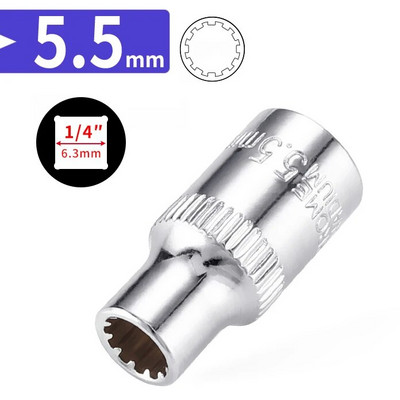 1/4 inča 6,35 mm četvrtasti pogon, 12-točkasti nasadni nasadni ključ, ključ s čegrtaljkom, nasadni ključ s 12 zuba, ručni alat, 12 kutova, navlaka s cvijetom šljive