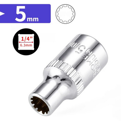 1/4 inča 6,35 mm četvrtasti pogon, 12-točkasti nasadni nasadni ključ, ključ s čegrtaljkom, nasadni ključ s 12 zuba, ručni alat, 12 kutova, navlaka s cvijetom šljive