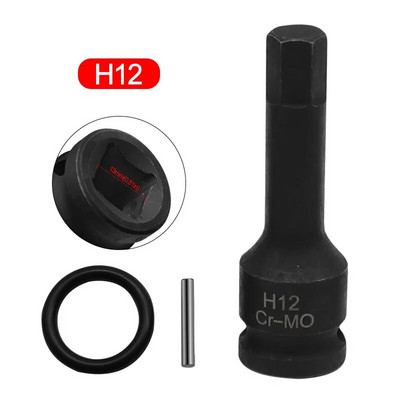Set de prize de impact cu antrenare cheie pneumatică de 1/2 inch Biți hexagonali Soclu cu șurub hexagonal lungit H4 H5 H6 H7 H8 H9 H10 H12 Cr-MO