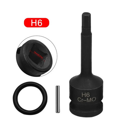 Set de prize de impact cu antrenare cheie pneumatică de 1/2 inch Biți hexagonali Soclu cu șurub hexagonal lungit H4 H5 H6 H7 H8 H9 H10 H12 Cr-MO