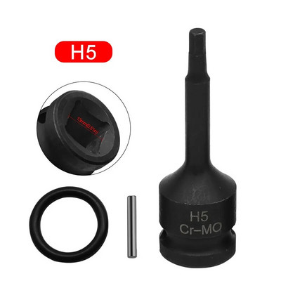 Set de prize de impact cu antrenare cheie pneumatică de 1/2 inch Biți hexagonali Soclu cu șurub hexagonal lungit H4 H5 H6 H7 H8 H9 H10 H12 Cr-MO