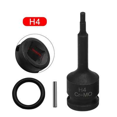 Set de prize de impact cu antrenare cheie pneumatică de 1/2 inch Biți hexagonali Soclu cu șurub hexagonal lungit H4 H5 H6 H7 H8 H9 H10 H12 Cr-MO