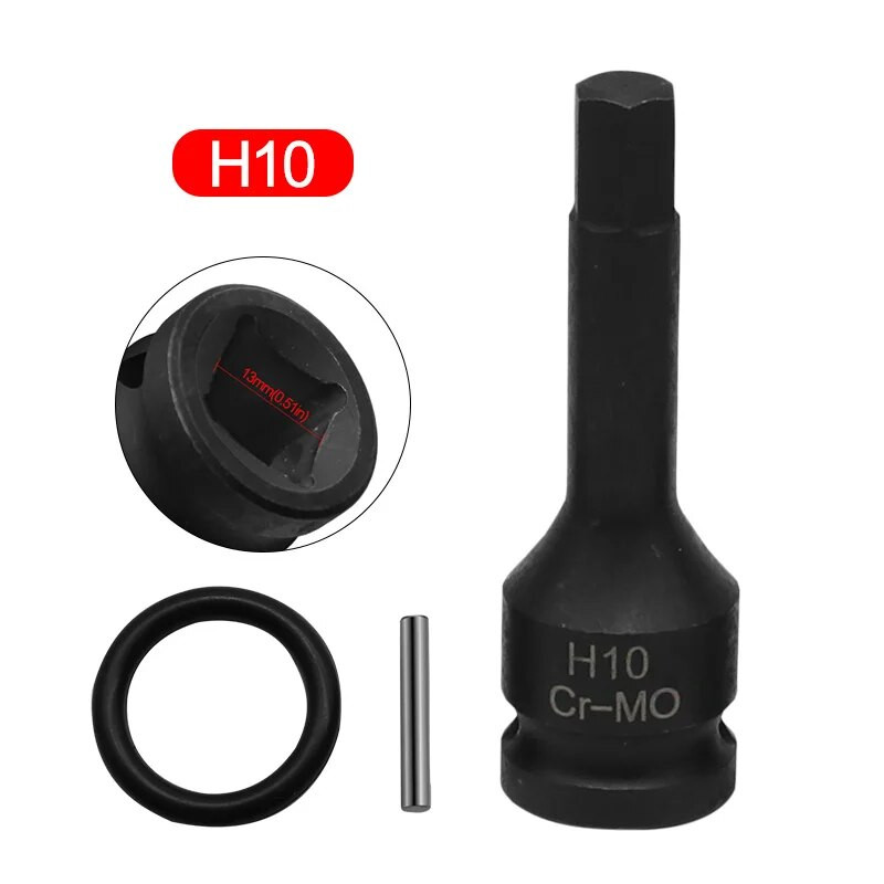Set de prize de impact cu antrenare cheie pneumatică de 1/2 inch Biți hexagonali Soclu cu șurub hexagonal lungit H4 H5 H6 H7 H8 H9 H10 H12 Cr-MO