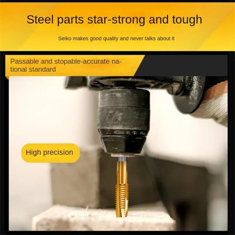 M2,5 M3 M3,5 M5 M6 M8 M10 M14 M16 titanu dengtas rankinis maišytuvas HSS metrinis tiesus fleita su sriegiu