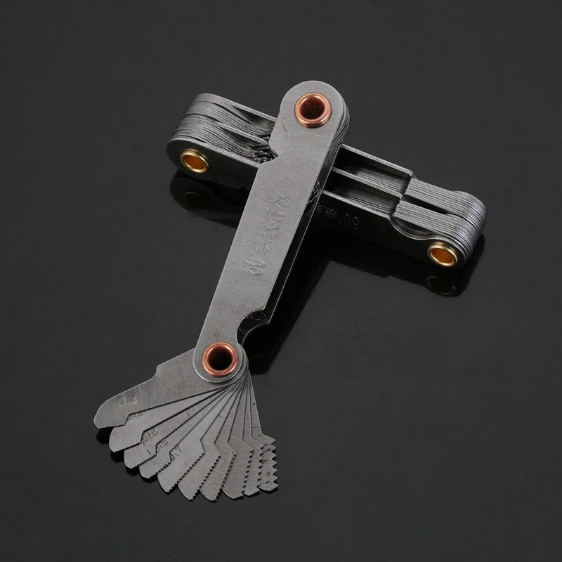 55/60 stupnjeva, metrički inčni mjerač utikača navoja, korak vijka, visokokvalitetni ugljični čelik, kombinirani alati za mjerenje centra