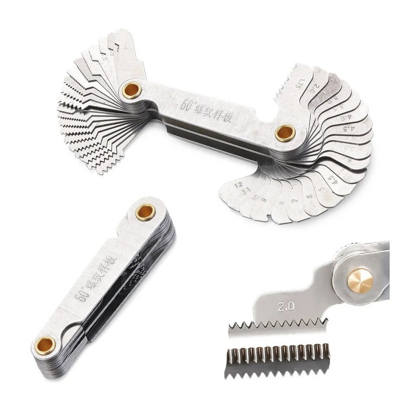 55/60 stupnjeva, metrički inčni mjerač utikača navoja, korak vijka, visokokvalitetni ugljični čelik, kombinirani alati za mjerenje centra