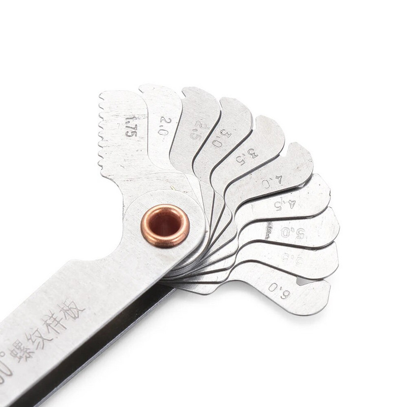 55/60 stupnjeva, metrički inčni mjerač utikača navoja, korak vijka, visokokvalitetni ugljični čelik, kombinirani alati za mjerenje centra