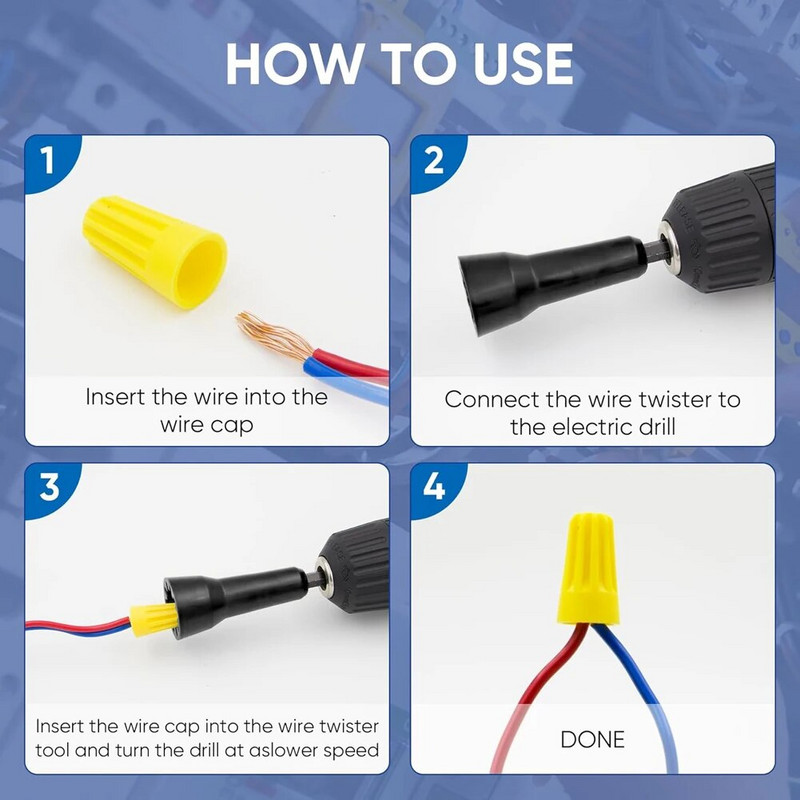 Unealtă de răsucire a sârmei cu 1/4 tijă de învârtire prize conector de sârmă Unelte de răsucire a sârmei de electrician pentru mașini de găurit
