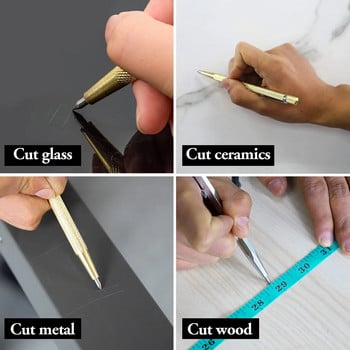1 бр. Инструмент за рязане на стъкло Диамантен нож за стъкло Карбид Scriber Твърда метална плочка Машина за надпис Pen Graver Glass Knife Scriber