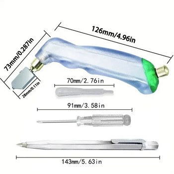 Комплект високоякостни диамантени резачки за стъкло Професионален нож за рязане на стъклени плочки Разделител за плочки Ръчен инструмент за рязане на стъклени плочки