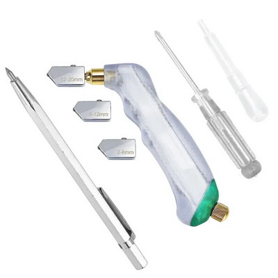 Didelio stiprumo deimantinių stiklo pjaustytuvų rinkinys Profesionalus pjaustytuvas, skirtas stiklo plytelių pjovimui, plytelių daliklis Rankinis stiklo plytelių pjovimo įrankis