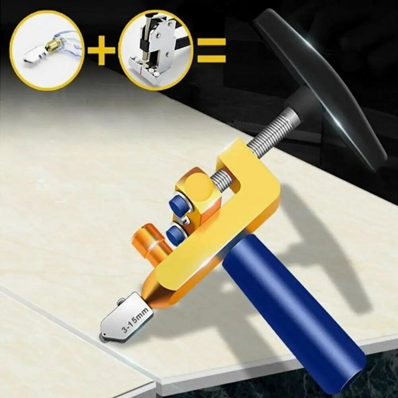 2 u 1 rezač staklenih pločica s kotačićem s dijamantnim valjkom za rezanje otvarač alati za razbijanje pribor