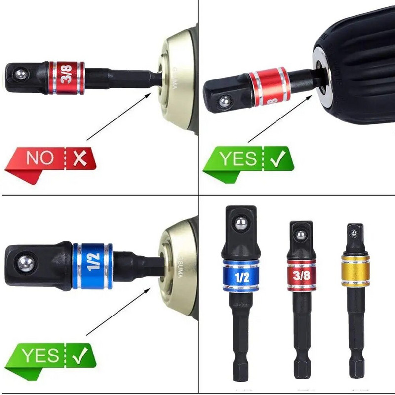 Prodrill 3 db fúróaljzat-adapter átalakító ütvecsavarozóhoz