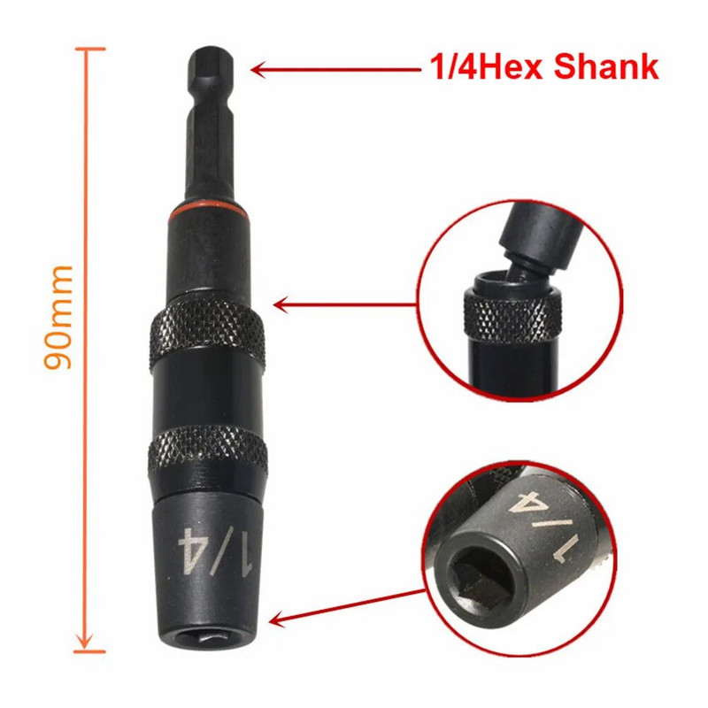 0–20 laipsnių universalaus magnetinio lizdo gręžimo antgalis, 1/4", 5/16", 3/8 colio greito keitimo atsuktuvo sukimo elektrinio įrankio priedai