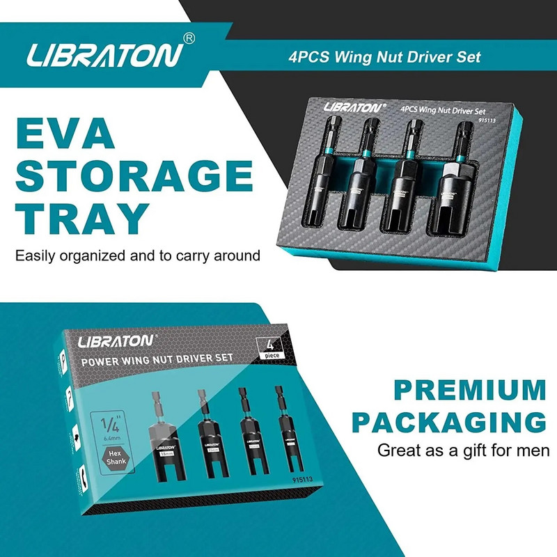 Libraton 4 bucăți șuruburi cu piuliță cu șuruburi 1/4 inch Set de șuruburi cu piuliță cu tijă hexagonală Set de șuruburi pentru instalarea șuruburilor cu cârlig răsucirea firului