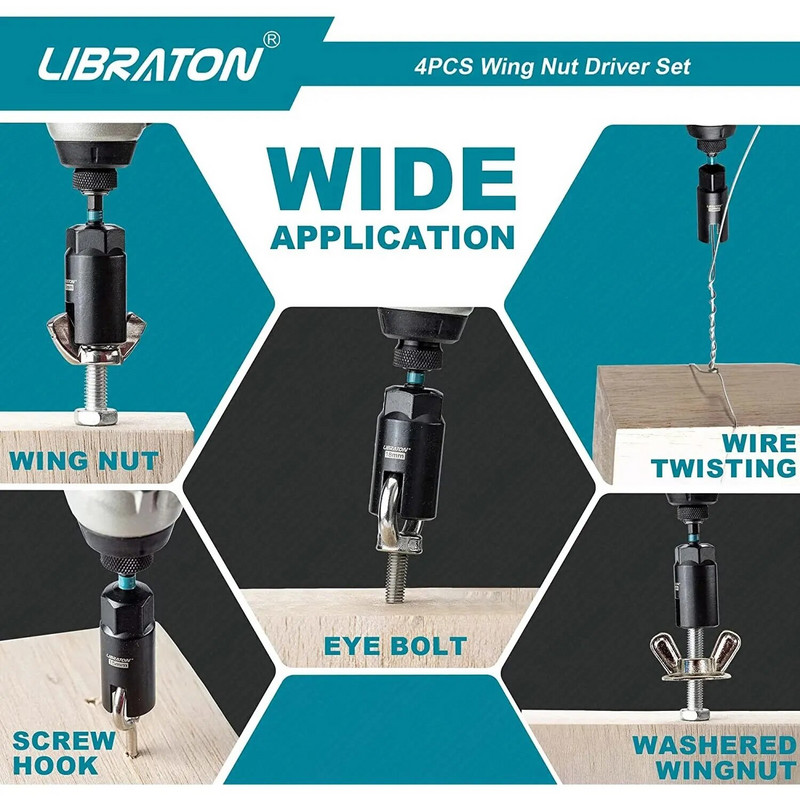 Libraton 4 bucăți șuruburi cu piuliță cu șuruburi 1/4 inch Set de șuruburi cu piuliță cu tijă hexagonală Set de șuruburi pentru instalarea șuruburilor cu cârlig răsucirea firului