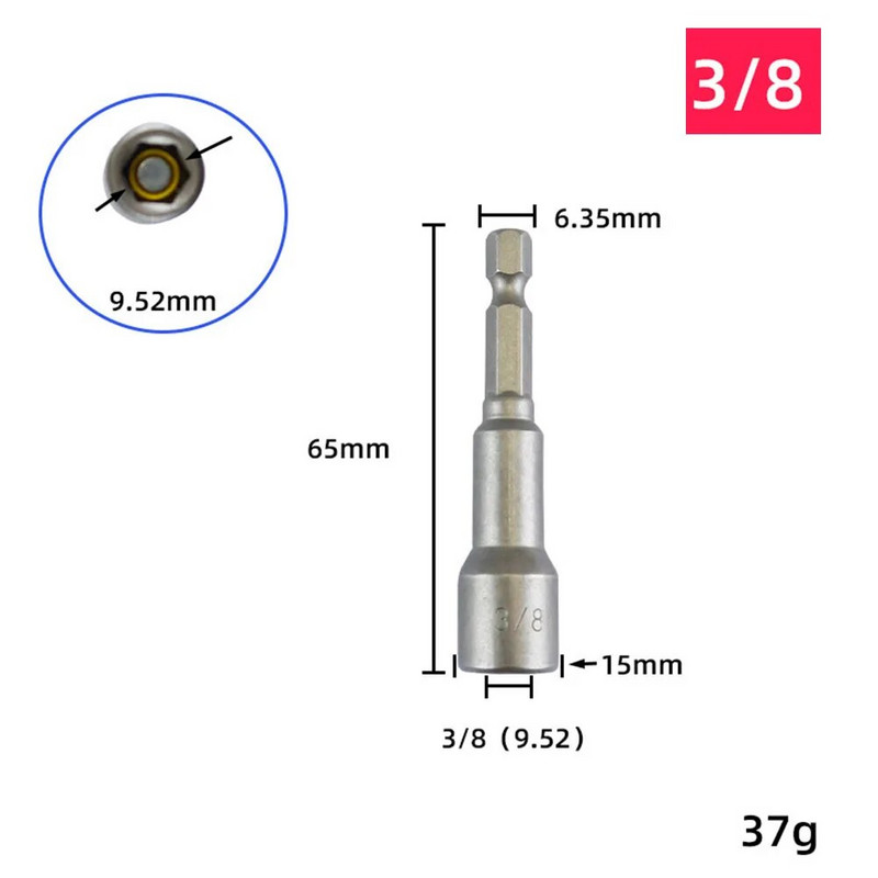 5db ütőaljzat mágneses anya csavarhúzó elektromos fúrószár készlet adapter csavarhúzók javítószerszám 1/4" 5/16" 3/8" 1/2"