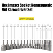 1 KOM 3 MM-24 MM šesterokutni udarni nasadni set nemagnetskih matica, set odvijača 1/4 6,35 mm ključ, 65 mm dugi adapter, komplet utičnica za električnu bušilicu