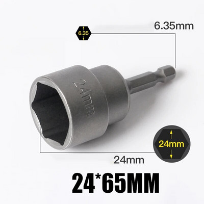 1 KOM 3 MM-24 MM šesterokutni udarni nasadni set nemagnetskih matica, set odvijača 1/4 6,35 mm ključ, 65 mm dugi adapter, komplet utičnica za električnu bušilicu