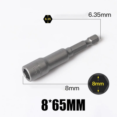 1 KOM 3 MM-24 MM šesterokutni udarni nasadni set nemagnetskih matica, set odvijača 1/4 6,35 mm ključ, 65 mm dugi adapter, komplet utičnica za električnu bušilicu